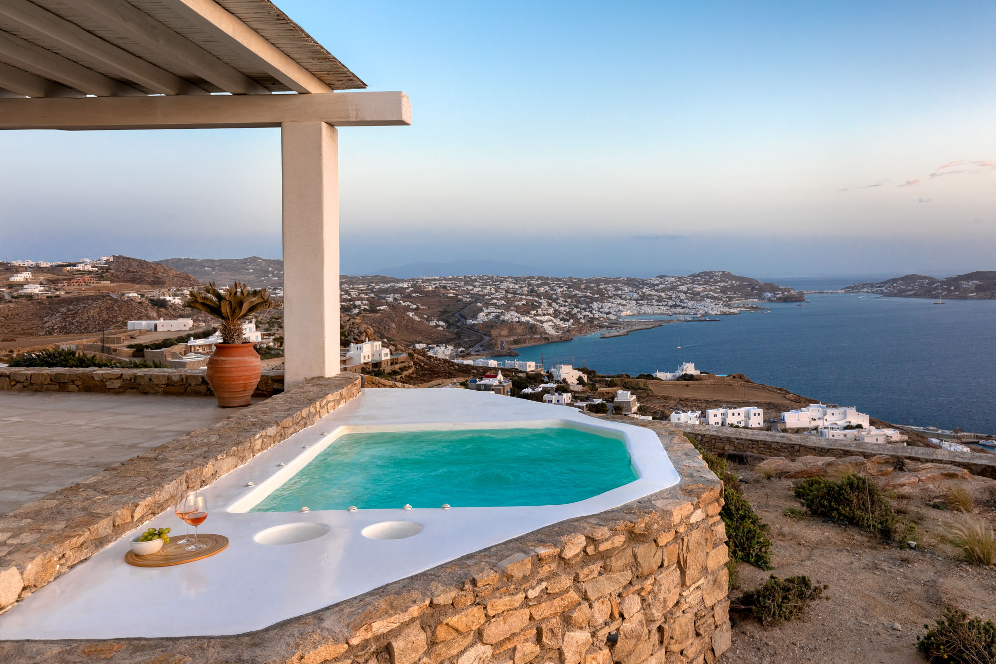 Jacuzzi with town view