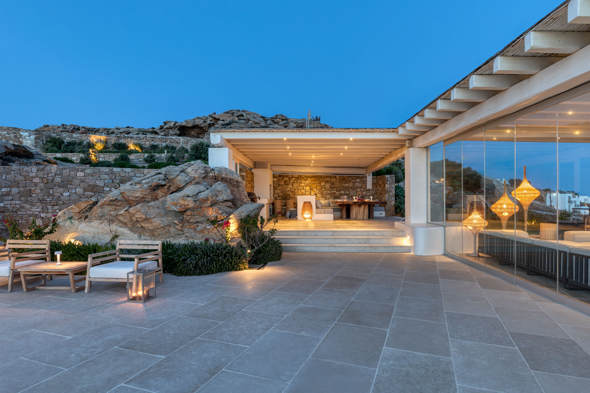 Entrance terrace at night